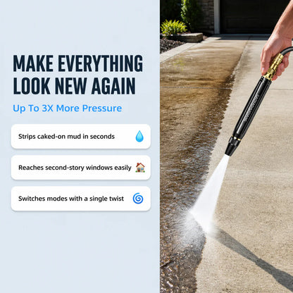 HydroWash Pro water gun attached to garden hose